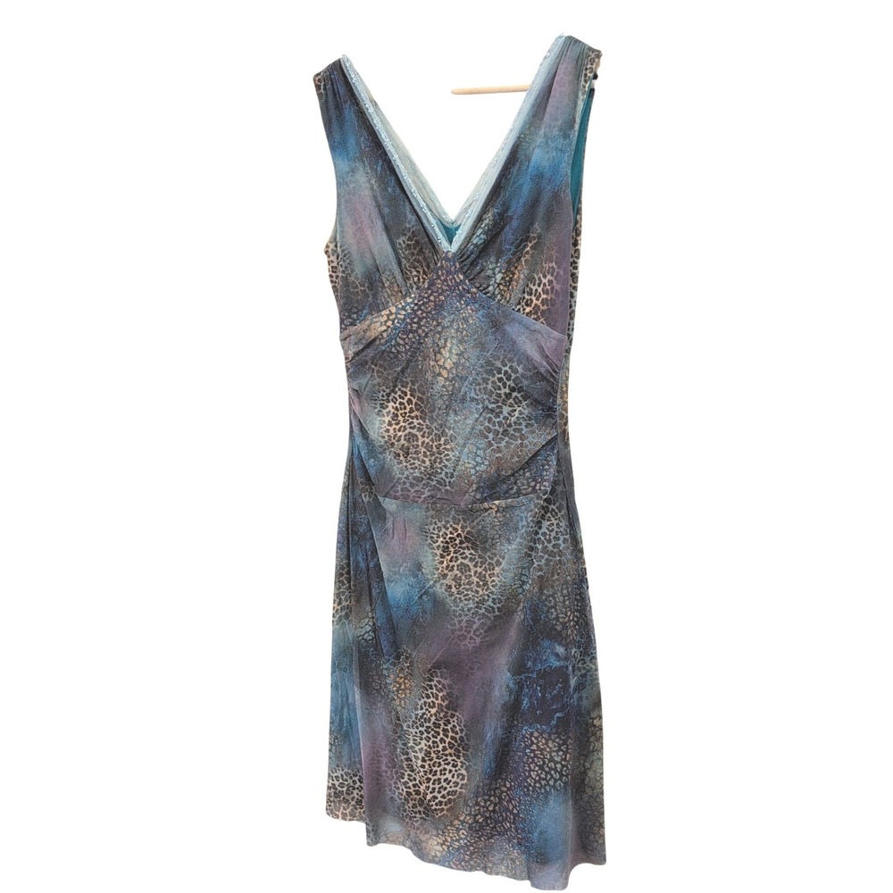 VTG Y2K Weston Wear Blue Purple Cheetah Lace Sequin Dress S Fairycore Whimsy